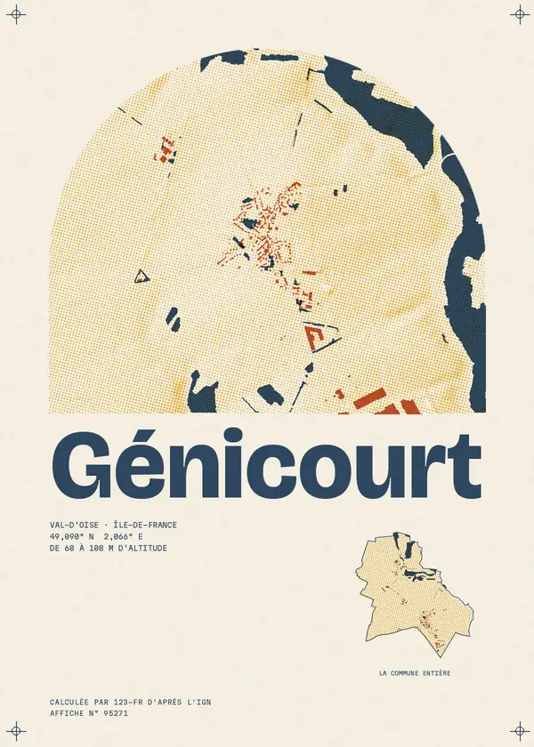 Affiche de Génicourt, calculée par 123-fr d'après l'IGN