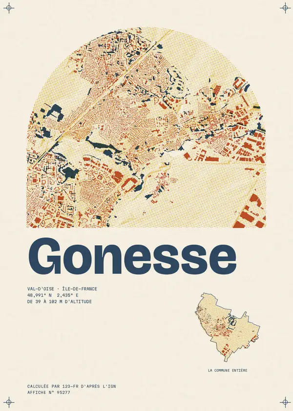 Affiche de Gonesse, calculée par 123-fr d'après l'IGN