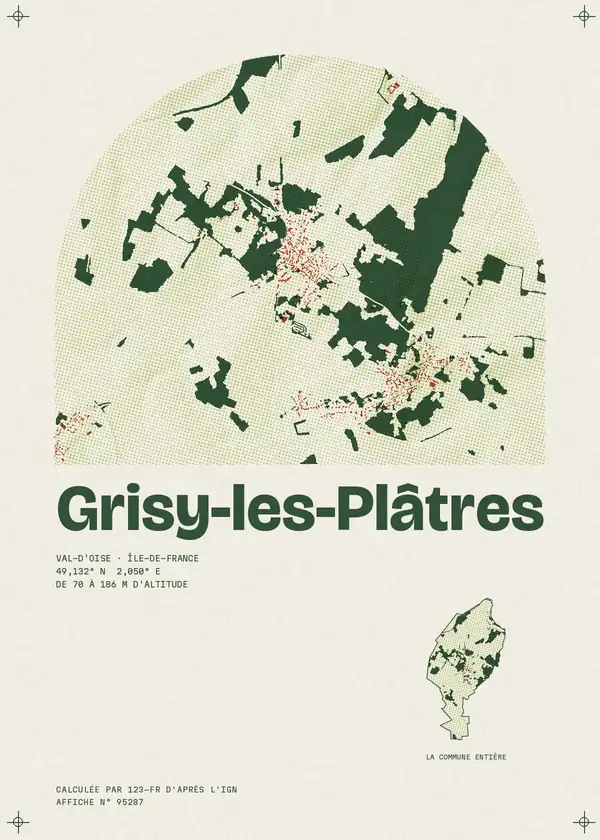 Affiche de Grisy-les-Plâtres, calculée par 123-fr d'après l'IGN