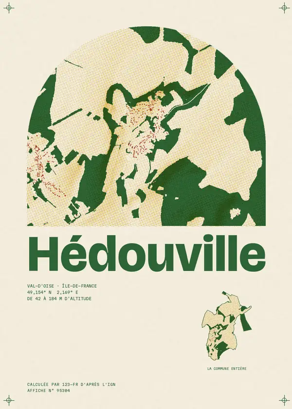 Affiche de Hédouville, calculée par 123-fr d'après l'IGN