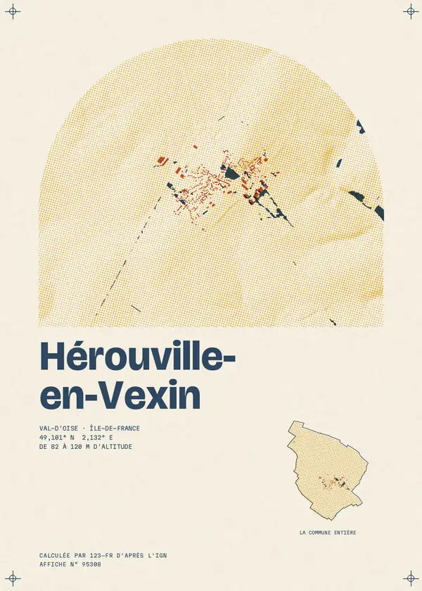 Affiche de Hérouville-en-Vexin, calculée par 123-fr d'après l'IGN