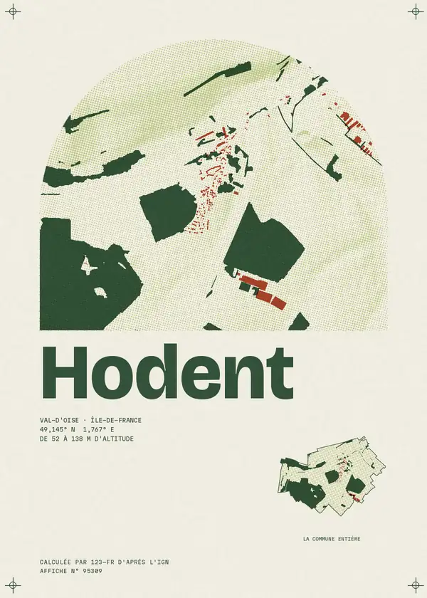 Affiche de Hodent, calculée par 123-fr d'après l'IGN