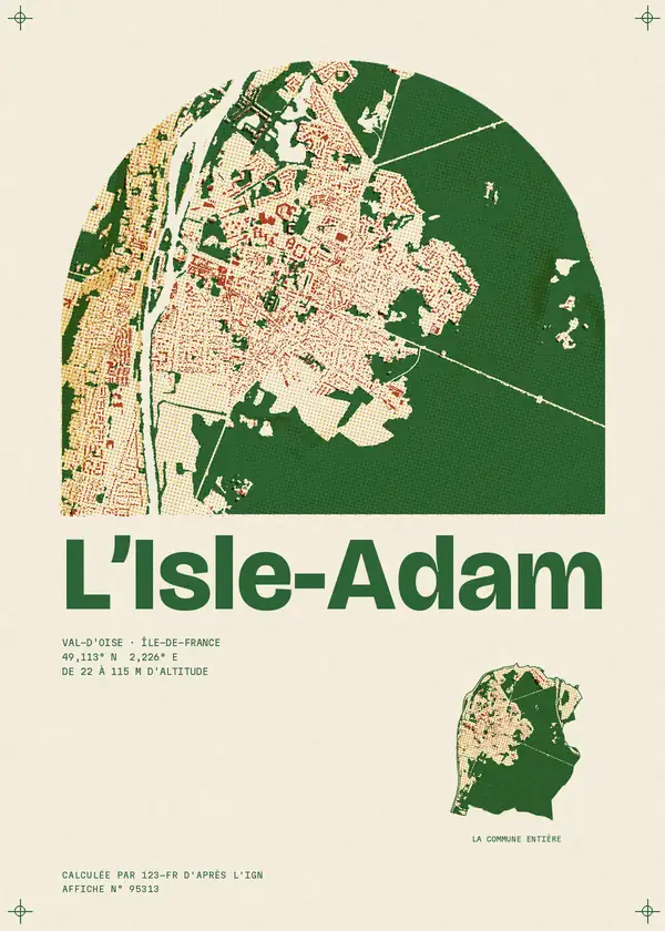 Affiche de L'Isle-Adam, calculée par 123-fr d'après l'IGN