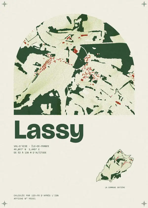 Affiche de Lassy, calculée par 123-fr d'après l'IGN