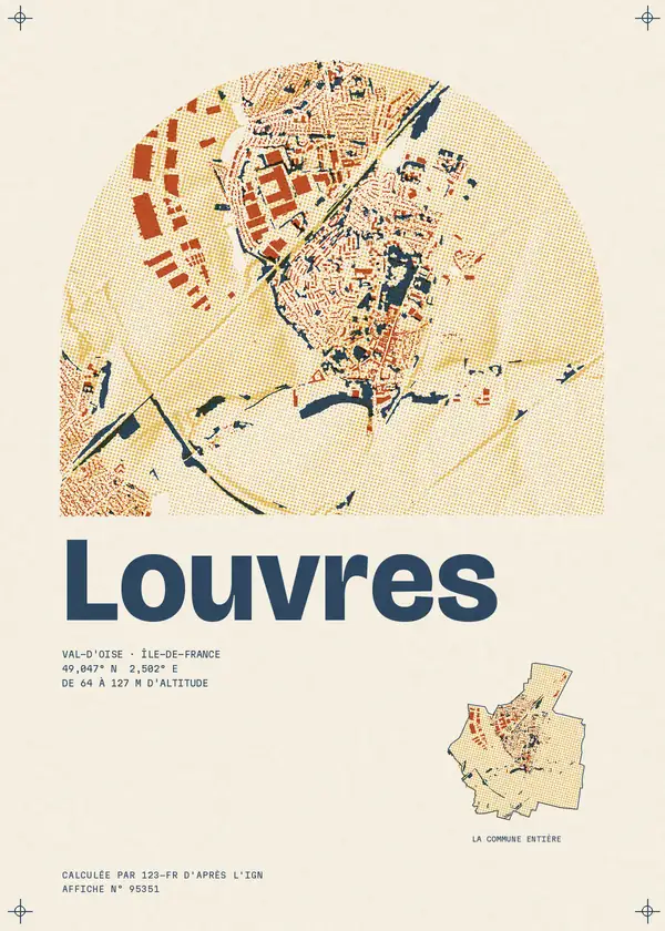 Affiche de Louvres, calculée par 123-fr d'après l'IGN