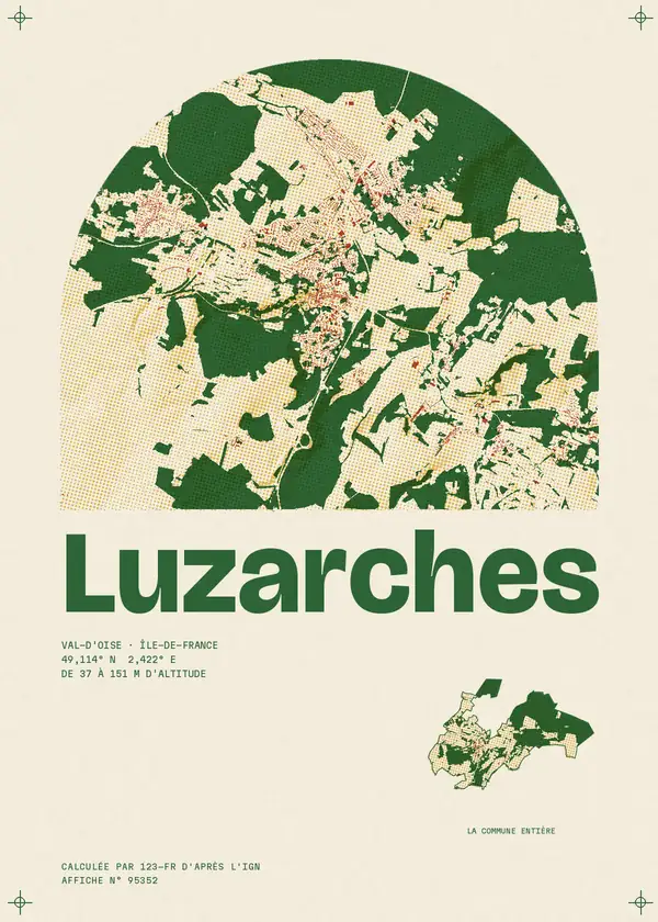 Affiche de Luzarches, calculée par 123-fr d'après l'IGN