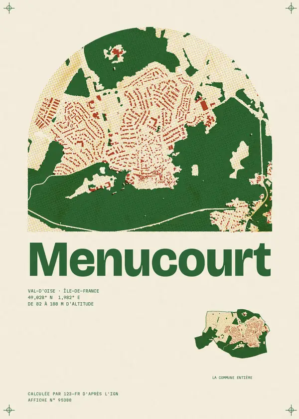 Affiche de Menucourt, calculée par 123-fr d'après l'IGN