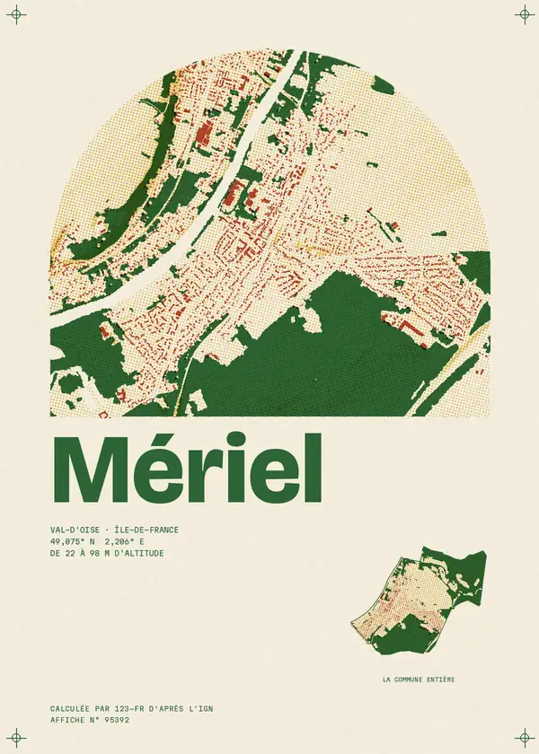 Affiche de Mériel, calculée par 123-fr d'après l'IGN