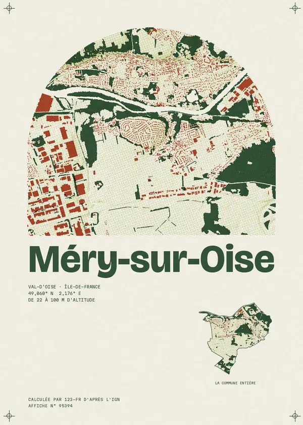 Affiche de Méry-sur-Oise, calculée par 123-fr d'après l'IGN