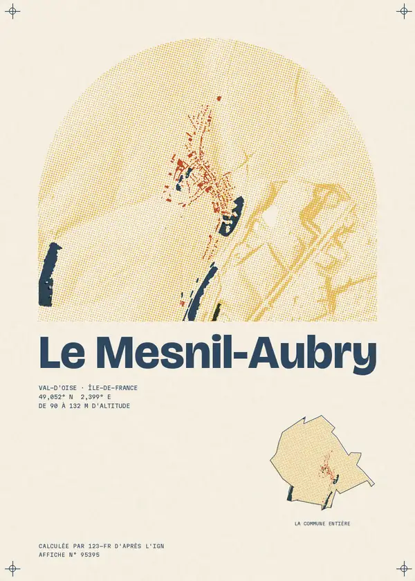 Affiche de Le Mesnil-Aubry, calculée par 123-fr d'après l'IGN