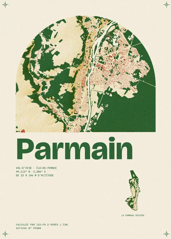 Affiche de Parmain, calculée par 123-fr d'après l'IGN