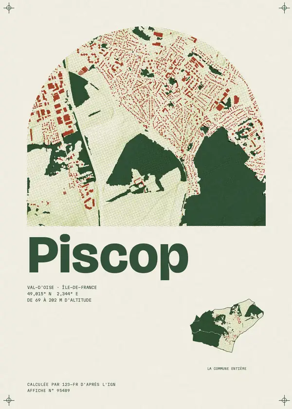 Affiche de Piscop, calculée par 123-fr d'après l'IGN