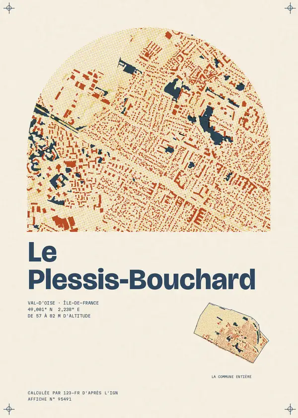 Affiche de Le Plessis-Bouchard, calculée par 123-fr d'après l'IGN