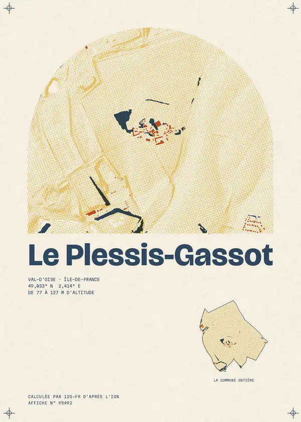 Affiche de Le Plessis-Gassot, calculée par 123-fr d'après l'IGN