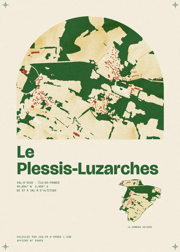 Affiche de Le Plessis-Luzarches, calculée par 123-fr d'après l'IGN