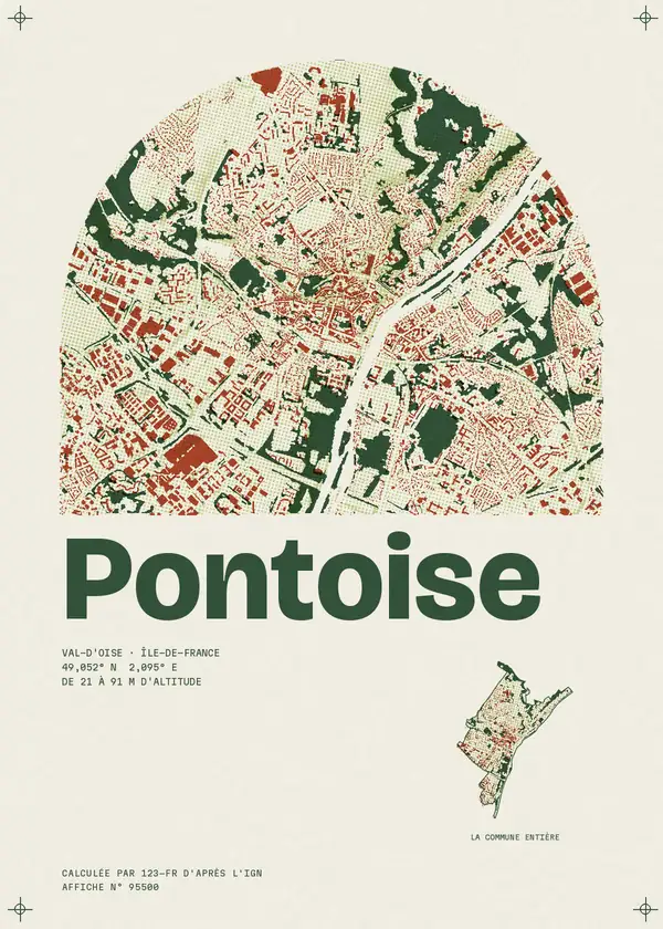 Affiche de Pontoise, calculée par 123-fr d'après l'IGN