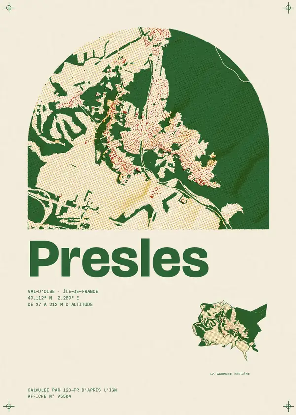Affiche de Presles, calculée par 123-fr d'après l'IGN