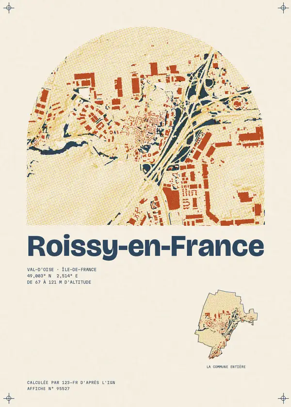 Affiche de Roissy-en-France, calculée par 123-fr d'après l'IGN
