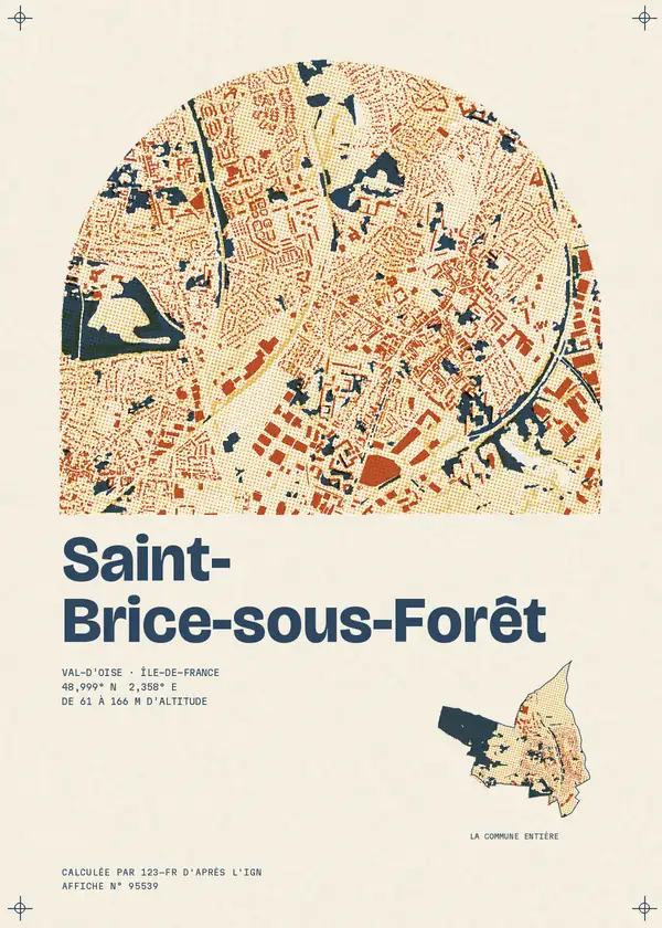 Affiche de Saint-Brice-sous-Forêt, calculée par 123-fr d'après l'IGN