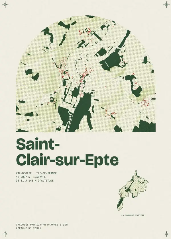 Affiche de Saint-Clair-sur-Epte, calculée par 123-fr d'après l'IGN