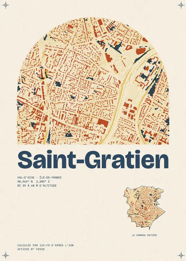 Affiche de Saint-Gratien, calculée par 123-fr d'après l'IGN