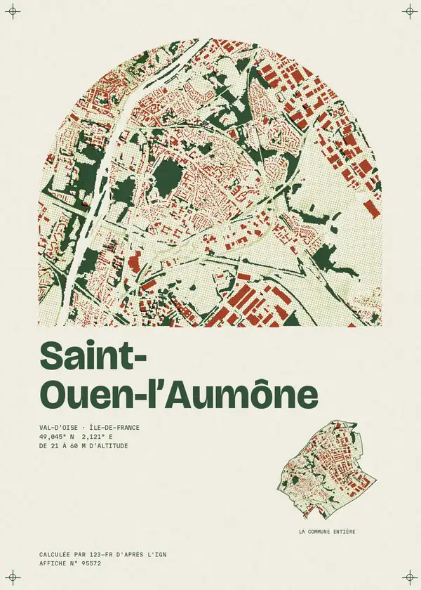Affiche de Saint-Ouen-l'Aumône, calculée par 123-fr d'après l'IGN