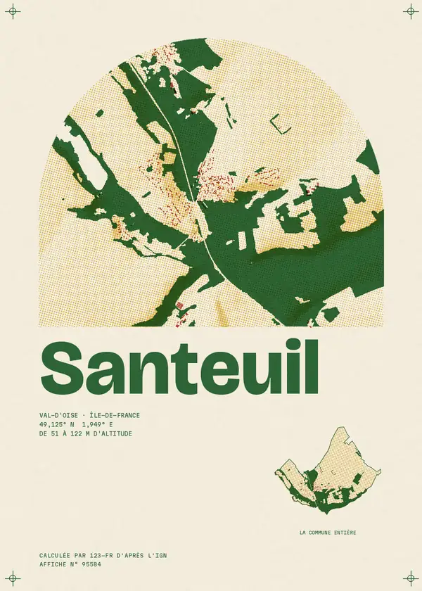 Affiche de Santeuil, calculée par 123-fr d'après l'IGN
