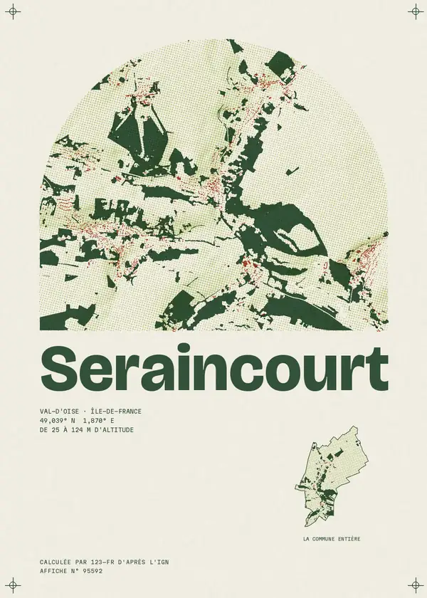 Affiche de Seraincourt, calculée par 123-fr d'après l'IGN