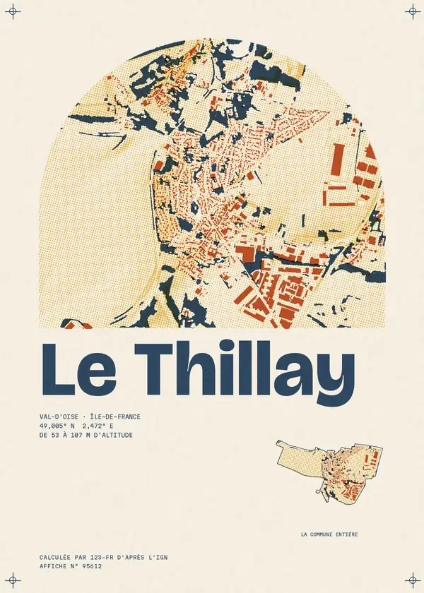 Affiche de Le Thillay, calculée par 123-fr d'après l'IGN