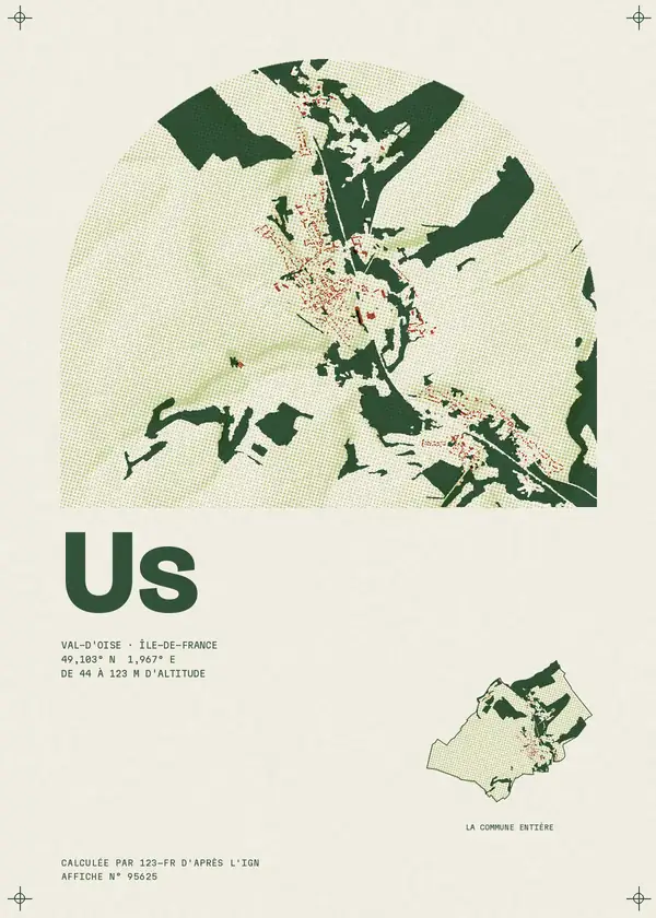 Affiche de Us, calculée par 123-fr d'après l'IGN