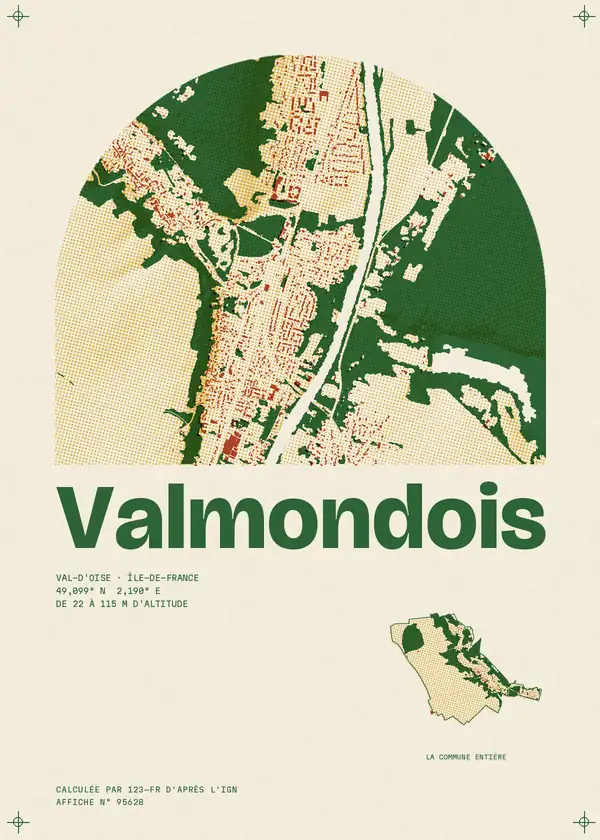 Affiche de Valmondois, calculée par 123-fr d'après l'IGN