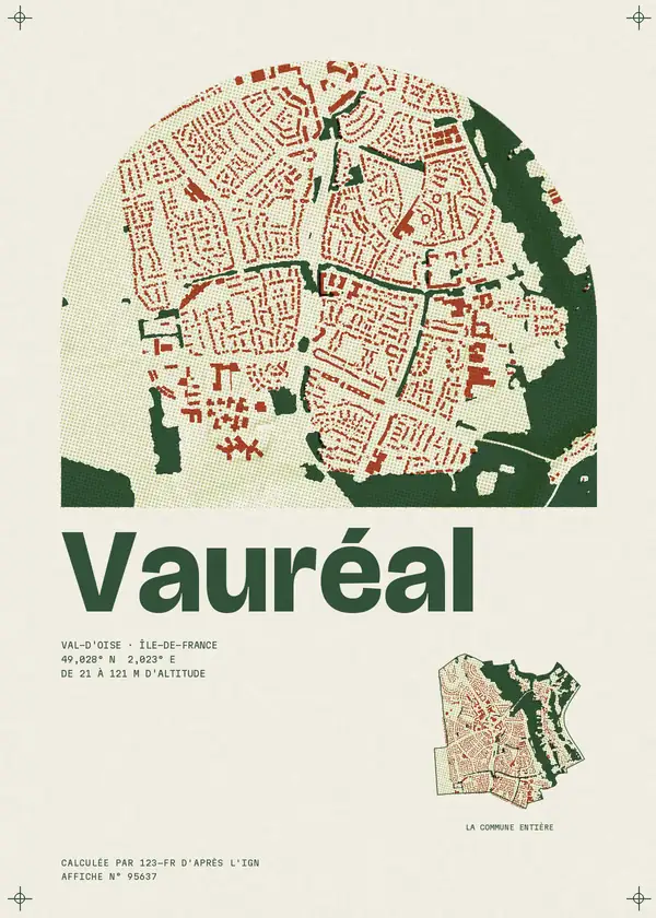 Affiche de Vauréal, calculée par 123-fr d'après l'IGN