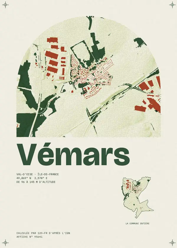 Affiche de Vémars, calculée par 123-fr d'après l'IGN
