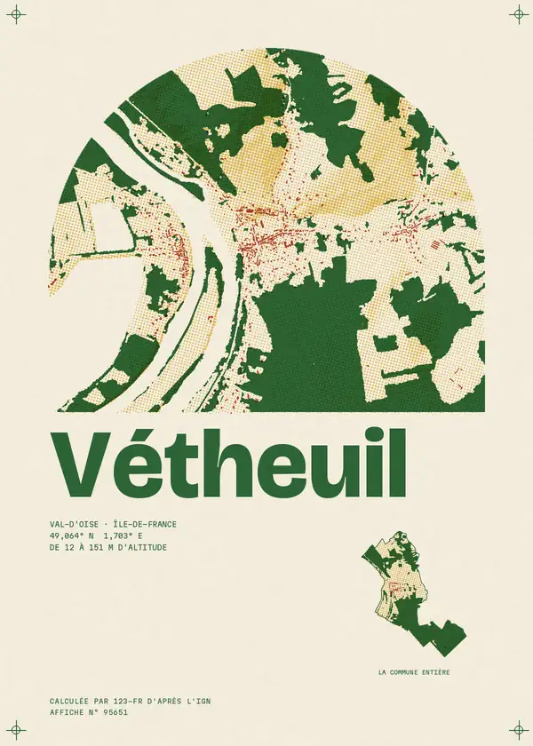 Affiche de Vétheuil, calculée par 123-fr d'après l'IGN