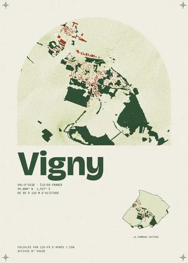 Affiche de Vigny, calculée par 123-fr d'après l'IGN