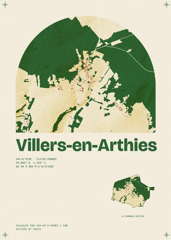 Affiche de Villers-en-Arthies, calculée par 123-fr d'après l'IGN