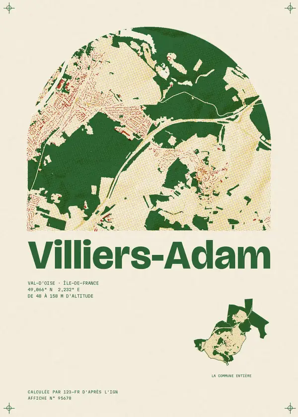 Affiche de Villiers-Adam, calculée par 123-fr d'après l'IGN