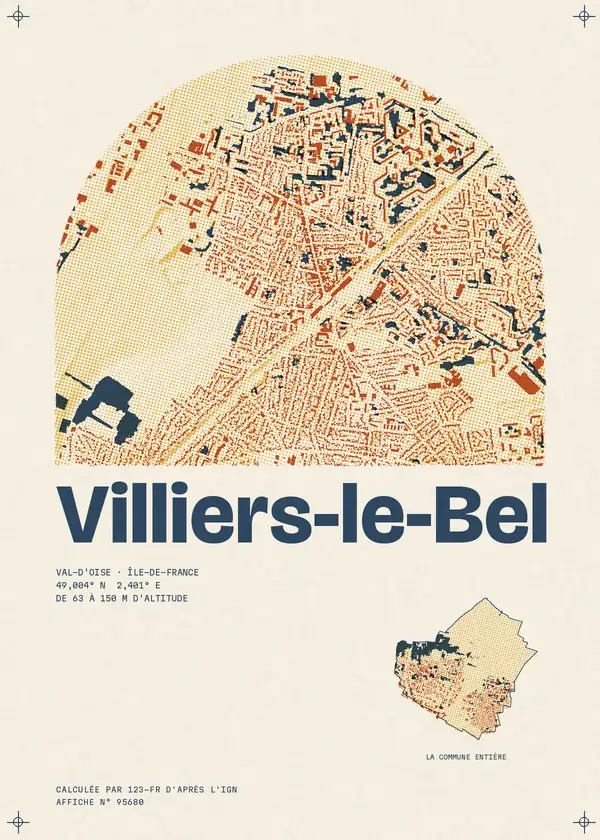 Affiche de Villiers-le-Bel, calculée par 123-fr d'après l'IGN