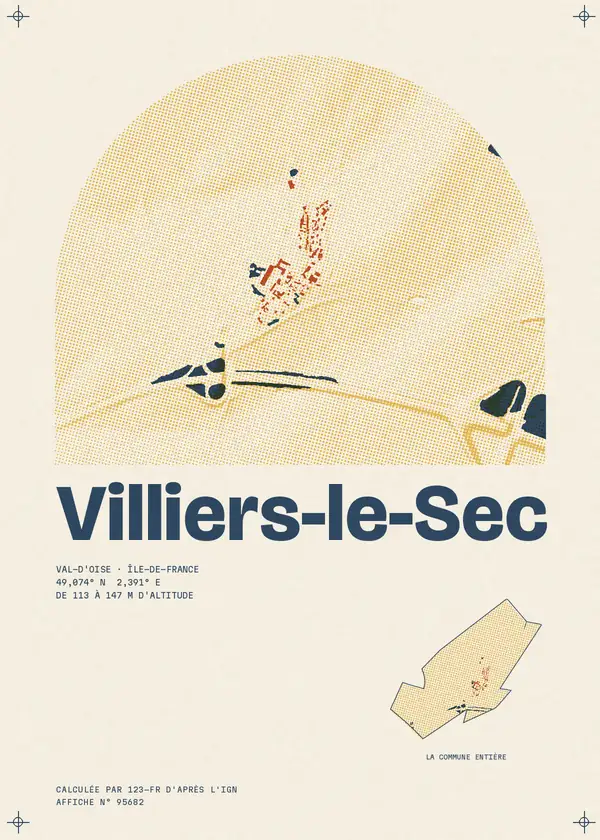 Affiche de Villiers-le-Sec, calculée par 123-fr d'après l'IGN