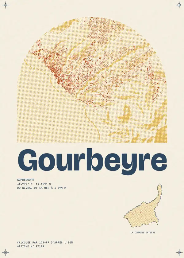 Affiche de Gourbeyre, calculée par 123-fr d'après l'IGN