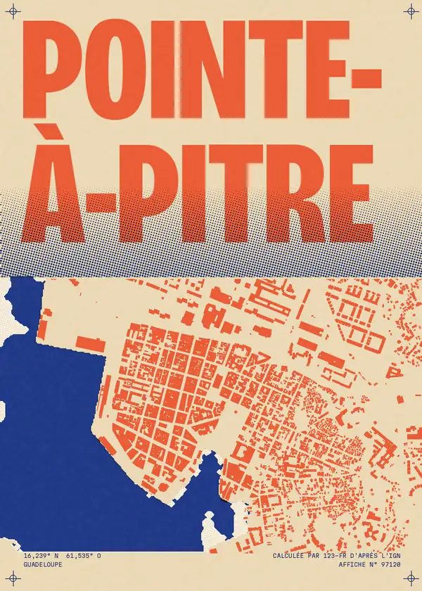 Affiche de Pointe-à-Pitre, calculée par 123-fr d'après l'IGN