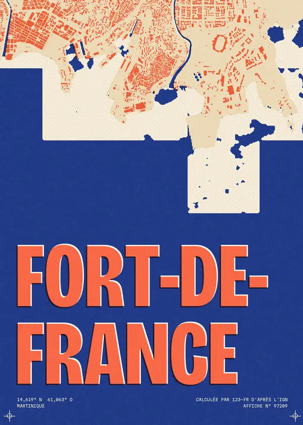 Affiche de Fort-de-France, calculée par 123-fr d'après l'IGN