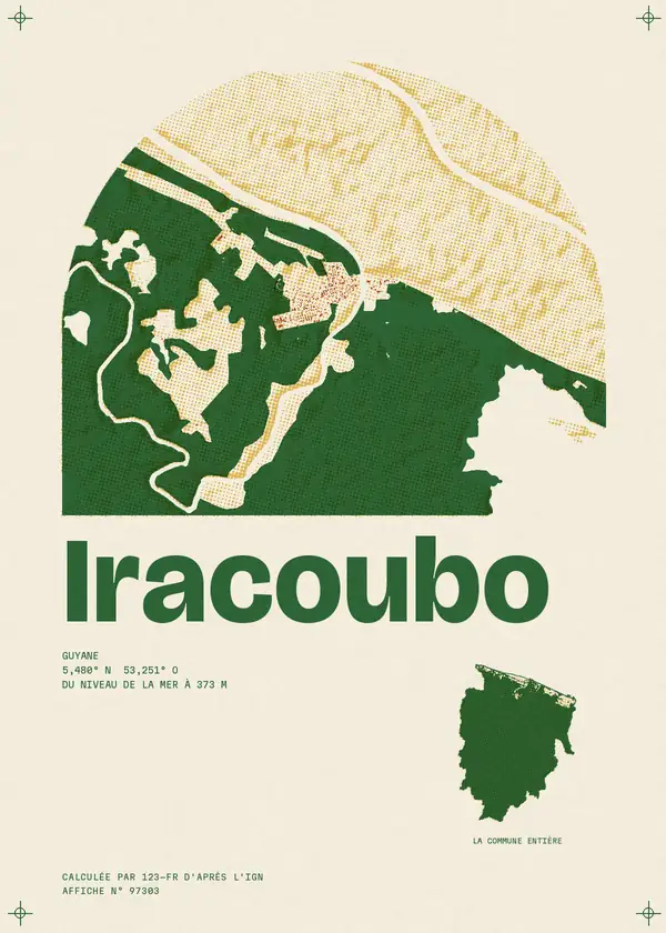 Affiche de Iracoubo, calculée par 123-fr d'après l'IGN