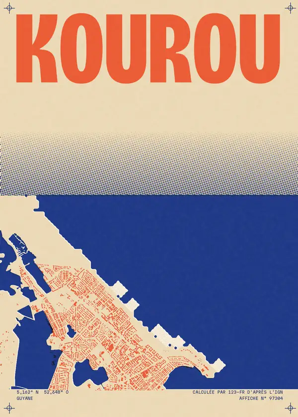Affiche de Kourou, calculée par 123-fr d'après l'IGN