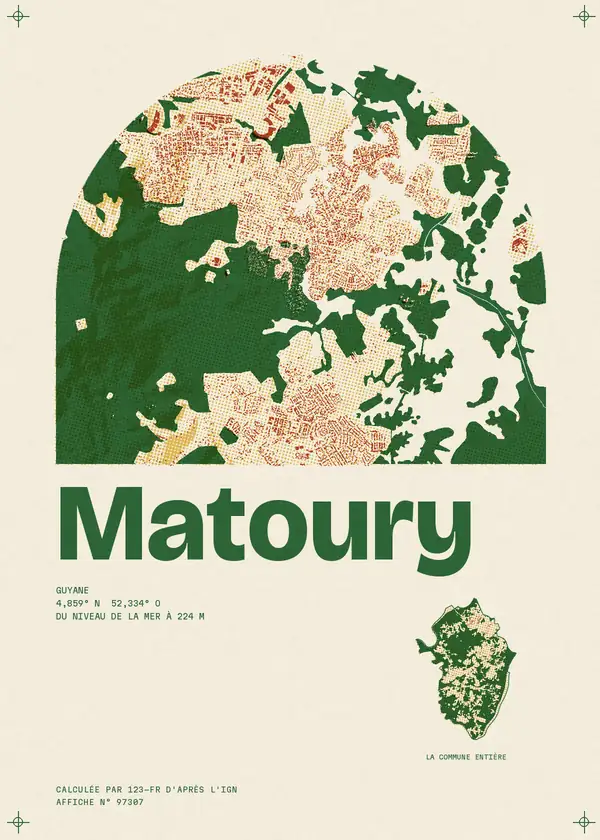 Affiche de Matoury, calculée par 123-fr d'après l'IGN