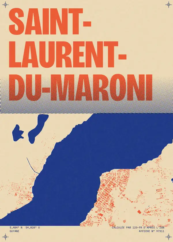 Affiche de Saint-Laurent-du-Maroni, calculée par 123-fr d'après l'IGN