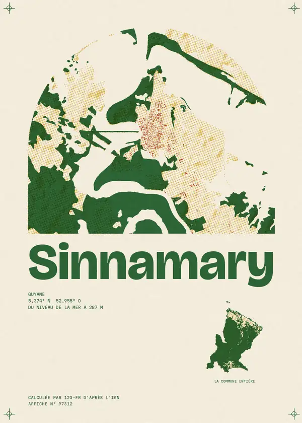 Affiche de Sinnamary, calculée par 123-fr d'après l'IGN