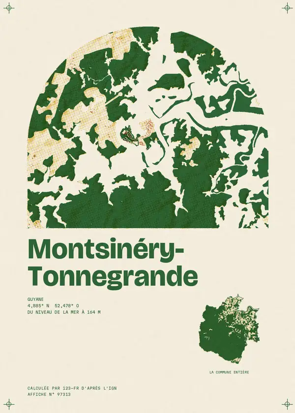 Affiche de Montsinéry-Tonnegrande, calculée par 123-fr d'après l'IGN