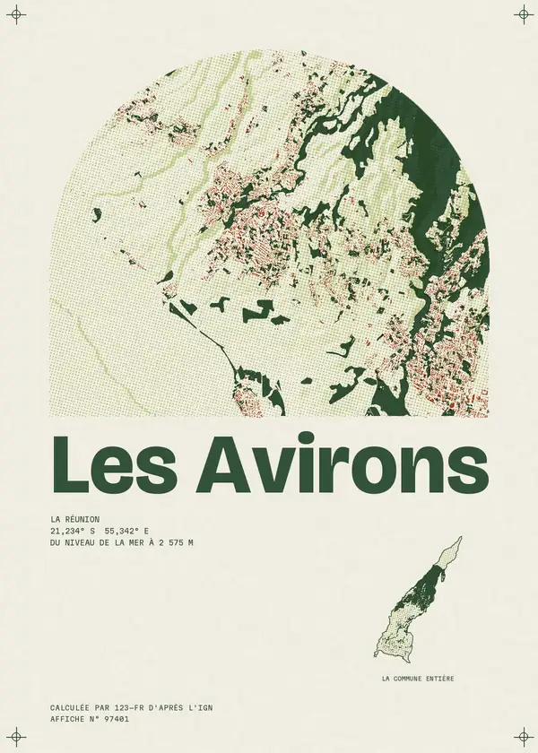 Affiche de Les Avirons, calculée par 123-fr d'après l'IGN