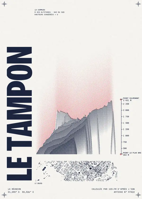 Affiche de Le Tampon, calculée par 123-fr d'après l'IGN